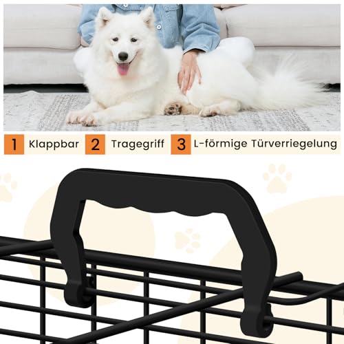 EUGAD Hundekäfig Faltbar, Hundekäfig aus Metalldraht mit ausziehbare Bodenschale, 2 Türen Hundebox für zuhause,108x76x69cmTransportkäfig Auto, Hundetransportbox Drahtkäfig für Hunde Welpe