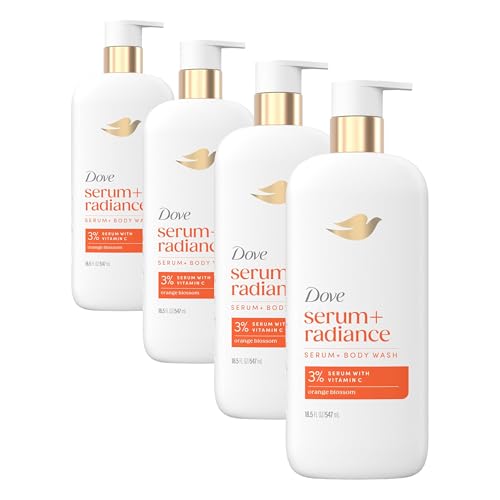Image of Dove Serum Body Wash Glow Recharge illuminates & Exfoliates skin with brightening Vitamin C Serum 18.5 Fl Oz (Pack of 4)