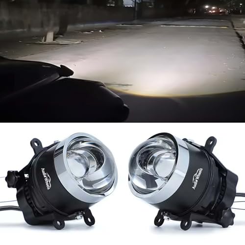 Image of Audio Wheels 3 Inch LED Projector Fog Lamp with Cover - 120W, 6000K White | Single-Beam | 12V /24V Fog Light for Car Modification | 1-Year Warranty | Compatible with Hyundai Creta 2024