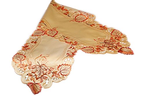 Espamira TISCHDECKE 30x160 cm oval Herbst Gelb BLÄTTER orange rot üppig gestickt Polyester Tischläufer (Tischband 30x160 cm oval) Cover