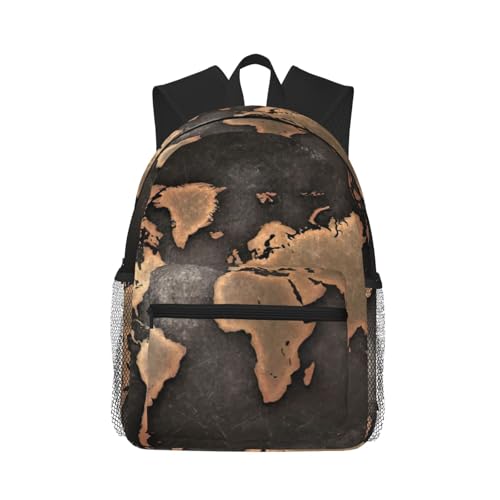 EdWal Rust-Weltkarten-Rucksack, Business-Laptop-Rucksack für Herren, Reiserucksack, College-Rucksack für 39,5 cm (15,7 Zoll), Schwarz , One size