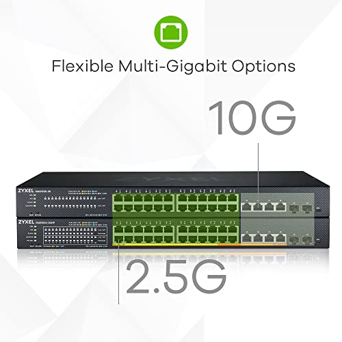 Image of Zyxel 24-Port PoE Multi-Gigabit Ethernet Switch | Smart-L2+ Managed | 20x PoE+ | 8x PoE++ @700W | 2x 10G RJ45 | 2x 10G SFP+ | Nebula Cloud Optional| Rackmount [XMG1930-30HP]