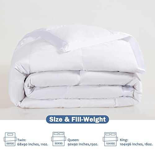Dafinner Down Blanket Queen Size | Extra Lightweight Summer Cooling Bed Comforter | 90% Real Goose Down Quilt, Noiseless & Extra Soft Thin Duvet With Satin Trim, 425 Thread Count, White #TOP6