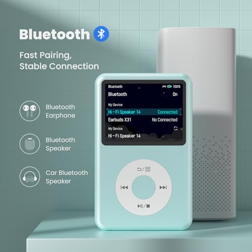Image of 64Gb Mp3 Player with Bluetooth Y1 Portable Music Digital Players Supports Playlist Audiobook Video Nice Gadget for Kids Teal