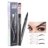 Lápiz de cejas 4 puntas microblading de secado rápido. Maquillaje tatuaje tinte de cejas natural a prueba de agua. Incluye 3 moldes de cejas. COLOR MARRON OSCURO