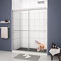 QUAWIP 44-48" W x 70" H Sliding Shower Doors,Semi-Frameless Double Sliding Glass Shower Door with 1/4'' (6mm) Clear SGCC Tempered Glass,Bypass Shower Enclosure (Chrome, 44-48" W x 70" H)