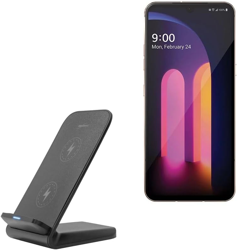 BoxWave Cargador compatible con LG V60 ThinQ 5G (una sola pantalla) - Soporte inalámbrico de carga rápida (10 W), sin cable sin problema! Carga tu
