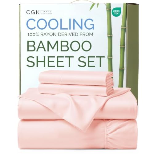 100% Rayon Derived From Bamboo - Bamboo Sheets Twin Size - White | Cooling Sheets for Hot Sleepers, Soft, Breathable Hotel Bedding, 1 Flat & 1 Fitted & 1 Pillowcase w/ 16 Inch Deep Pockets