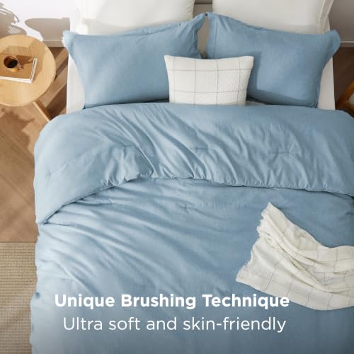 Image of Bedsure Queen Comforter Set - Storm Blue Soft Bedding for All Seasons, Cationic Dyed Bed Set, 3 Pieces, 1 Queen Size Comforter (90 inchx90 inch) and 2 Pillow Shams (20 inchx26 inch+2 inch)