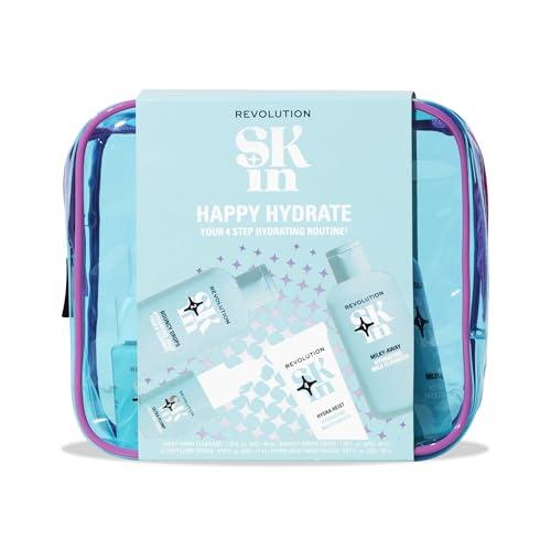 Image of Revolution Skin Happy Hydrate 4 Step Starter Kit, 4 Mini Products | Hydrating Skincare Set with Cleansing Milk, Essence, Serum & Moisturizer, Vegan & Cruelty-Free