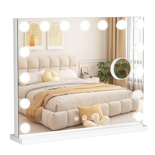 NYXIFYLO Vanity Mirror with Lights for Desk 15 LED Lighted