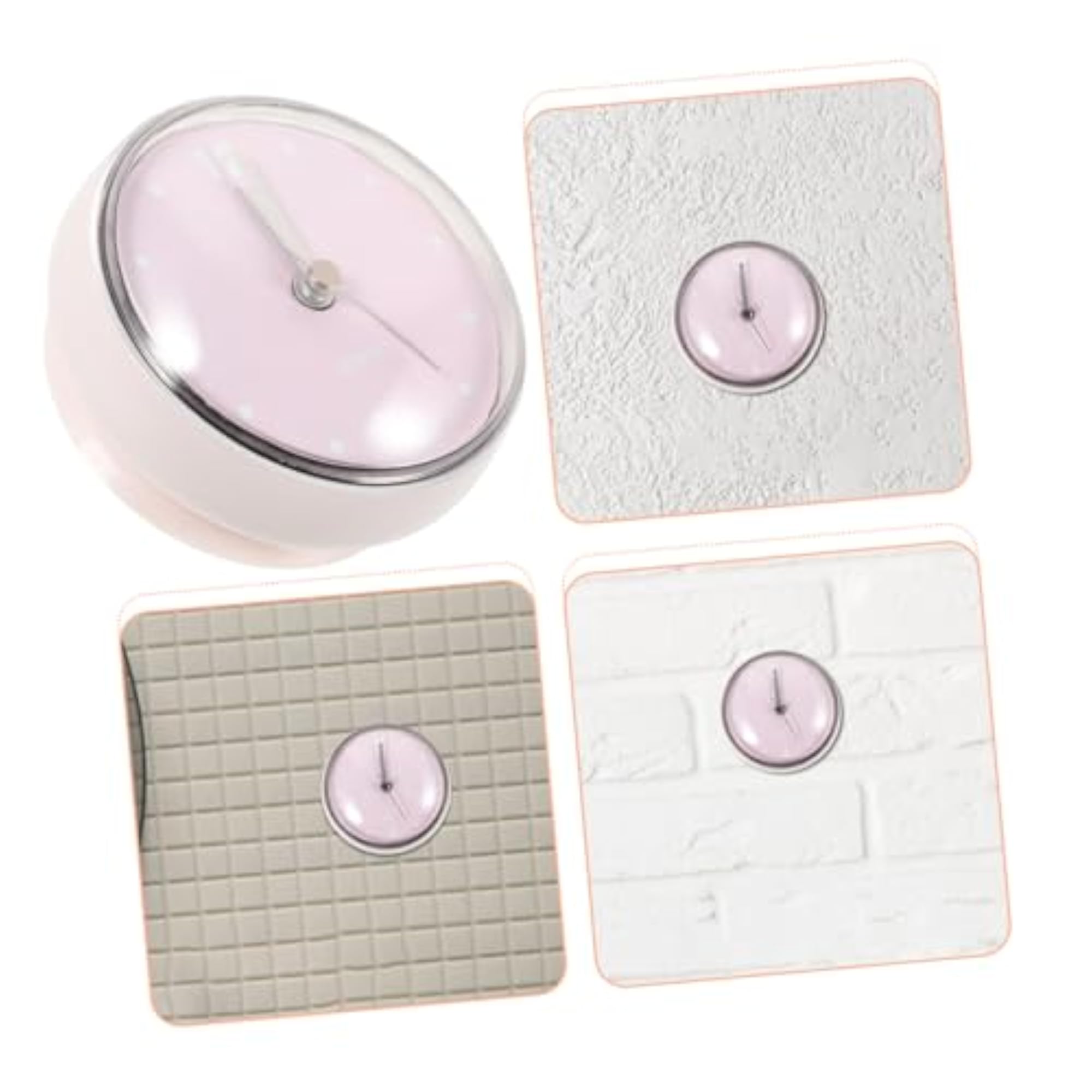 3pcs Mini Shower Clock with Cup, Decorative Wall Clock