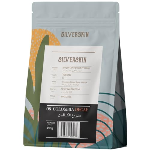 Silverskin Coffee Roasters Specialty DECAF Coffee from Colombia Whole Beans for Filter & Espresso 250g