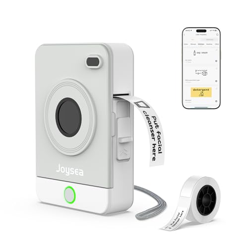 Joysea Etikettiergerät, Mini etikettendrucker Selbstklebend, Bluetooth Thermo Beschriftungsgerät mit vielen Vorlagen für Büro/Schule/Zuhause, Tragbarer Labeldrucker für iOS Android, Grau