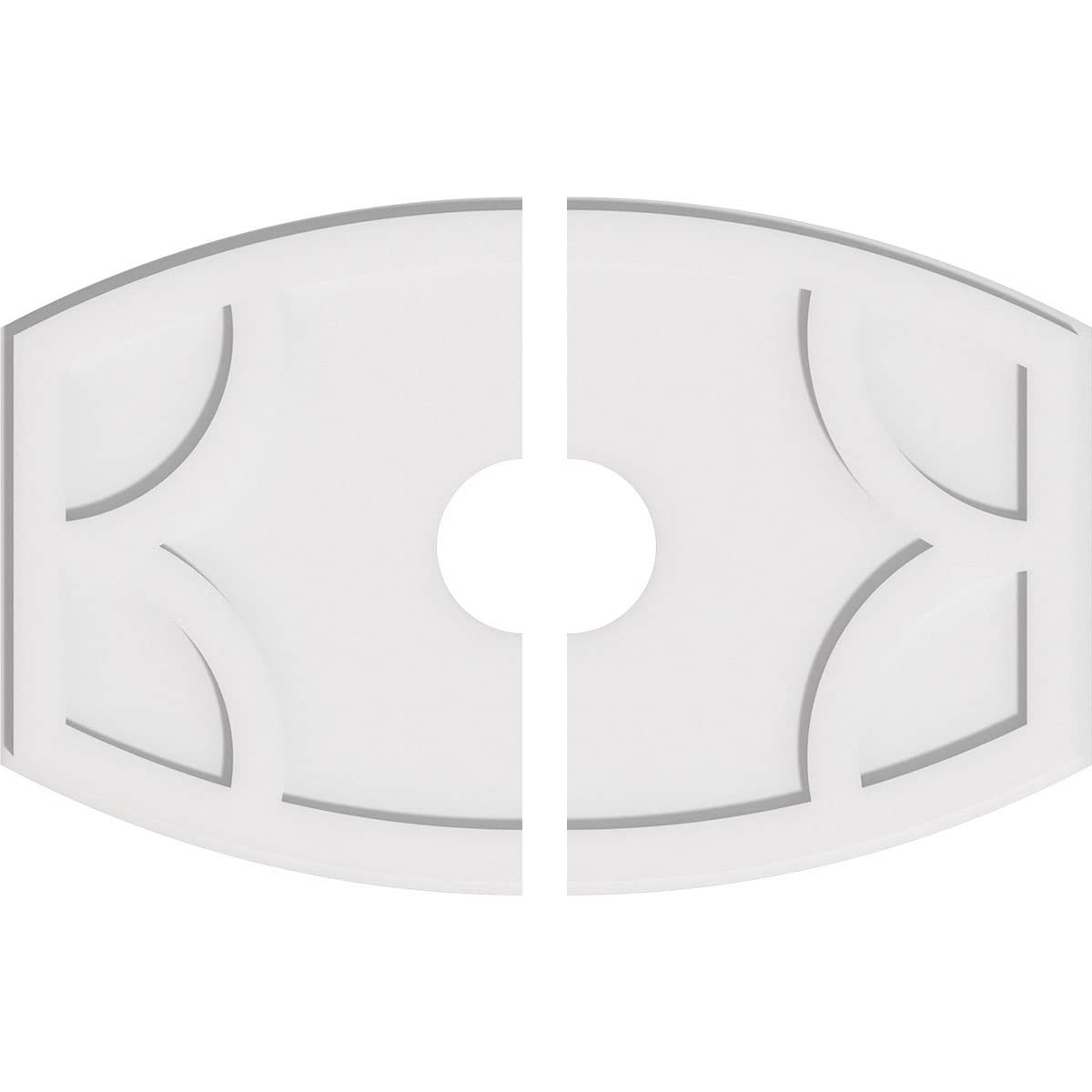 Ekena Millwork CMP30X20KY2-05000 Kailey Architectural Grade PVC Contemporary, Two Piece Urethane Ceiling Medallions 30"W x 20"H x 5"ID x 16 1/4"C x 1"P