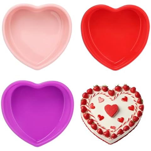 HEYTIMI 3 PCS Heart Shaped Cake Pans Cover