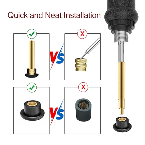 6 Pack Heat Set Insert Tool, Soldering Iron Tips for Thread Inserts M2 / M2.5 / M3 / M4 / M5 / M6, Heat Insert Tool for 3D Printer and Compatible with 900M/T18/FX-888D - Thumbnail 5