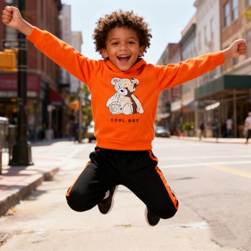 Image of Boys 2 Piece Outfits Long Sleeve Hooded Sweatshirt Top Camouflage Sweatpants Fall Winter Clothing Set 5-10T