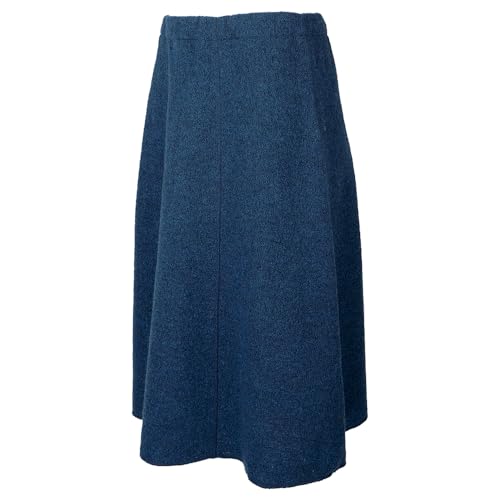 Women’s Wool Long Flared Skirt: 100% Organic Merino Crepe, Elastic Waistband