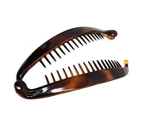 Parcelona French Curved Medium Tortoise Shell Celluloid Ponytail Holder Banana Hair Clip