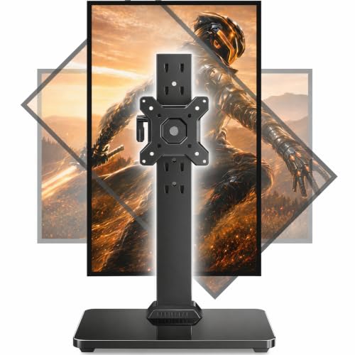 Perlegear Single Monitor Stand for 13-34 Inch Screens, Universal Small TV Stand with Swivel, Tilt...