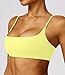 Comper Women's Sports Bra with Thin Straps Stretchy Wirefree Workout Bras Lightweight Workouts Bralette with Removable Pads (Yellow-S)