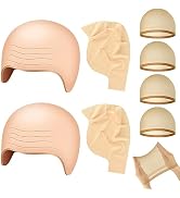 NACHLYNN Halloween Bald Cap 4 Pack Makeup Latex Bald Caps 4 Pack Nylon Wig Caps Halloween Party f...