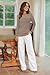 Arach&Cloz Women Fall Winter Fashion Cashmere Wool Blend Soft Sweaters Long Sleeve Crew Neck Business Casual Striped Pullover Tops Trendy Outfits 2025 Khaki M