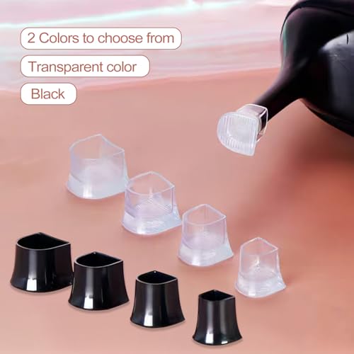 Image of 8 Pairs Heel Cap Protectors for High Heel Shoes, 4 Sizes (XX, XS, S, M)- High Heel Protectors, Anti-Slip Noise Reducing Heel Stoppers, Heel Replacement Tips for Stiletto and Pumps Tips, Black & Clear