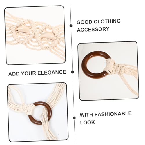 Bohemian Shell Waist Belt for Women Handmade Wax Rope Woven Decorative Belt Accessory for Dresses Skirts and Casual Outfits Unique for Teens and Friends3