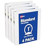 Avery Standard View Mini 3 Ring Binders, 1' Round Rings, 175-Sheet Capacity, 1.4 Inch Wide Spine, 4 White Binders, Ideal for Lightweight Organization and Occasional Referencing (17702)