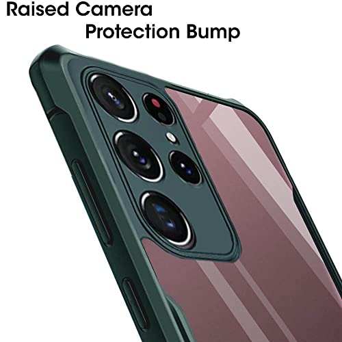 Image of WOW IMAGINE Shock Proof Clear Protective Back Case for Samsung Galaxy S22 Ultra 5G - AirEDGE Technology | 360 Degree Camera Protection | Transparent Hybrid Back Case Mobile Cover - Green