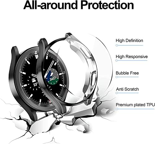 Folia ochronna Combo kompatybilna z Galaxy Watch 4 Classic 42 mm, [6+6] sztuka etui ochronne TPU Bumper+ HD szkło pancerne ochrona wyświetlacza folia ochronna akcesoria do Samsung Watch 4 Classic 42 mm