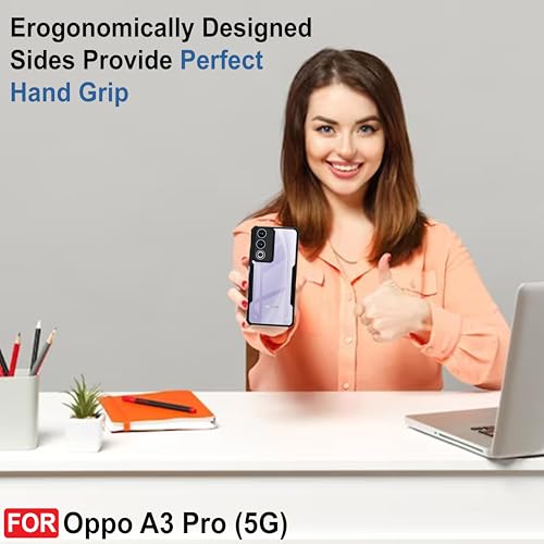 Image of CEDO Backcover for Oppo A3 Pro (5G) | Camera Protection Shockproof Bumper-Edge | Acrylic Crystal Clear 360 Degree Protection TPU+PC | Transparent Eagle Back Case Cover (Black)