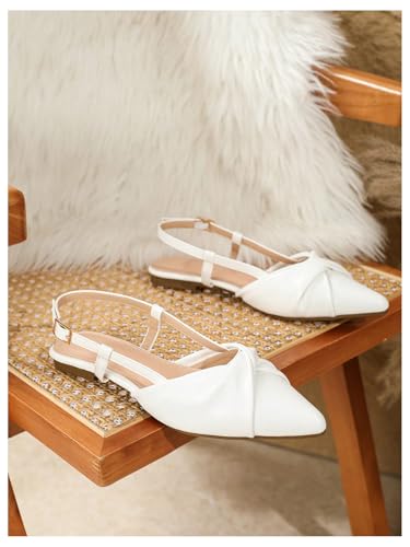 OYOANGLE Women's Pointed Toe Slingback Flats Twist Front Elegant Evening Prom Flat Dress Shoes2