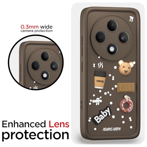 Image of Outlouders Back Cover for Oppo F27 5G | Cute Fun Cartoon 3D Bear Silicone | Full Body Protection Bumper Case (Brown)