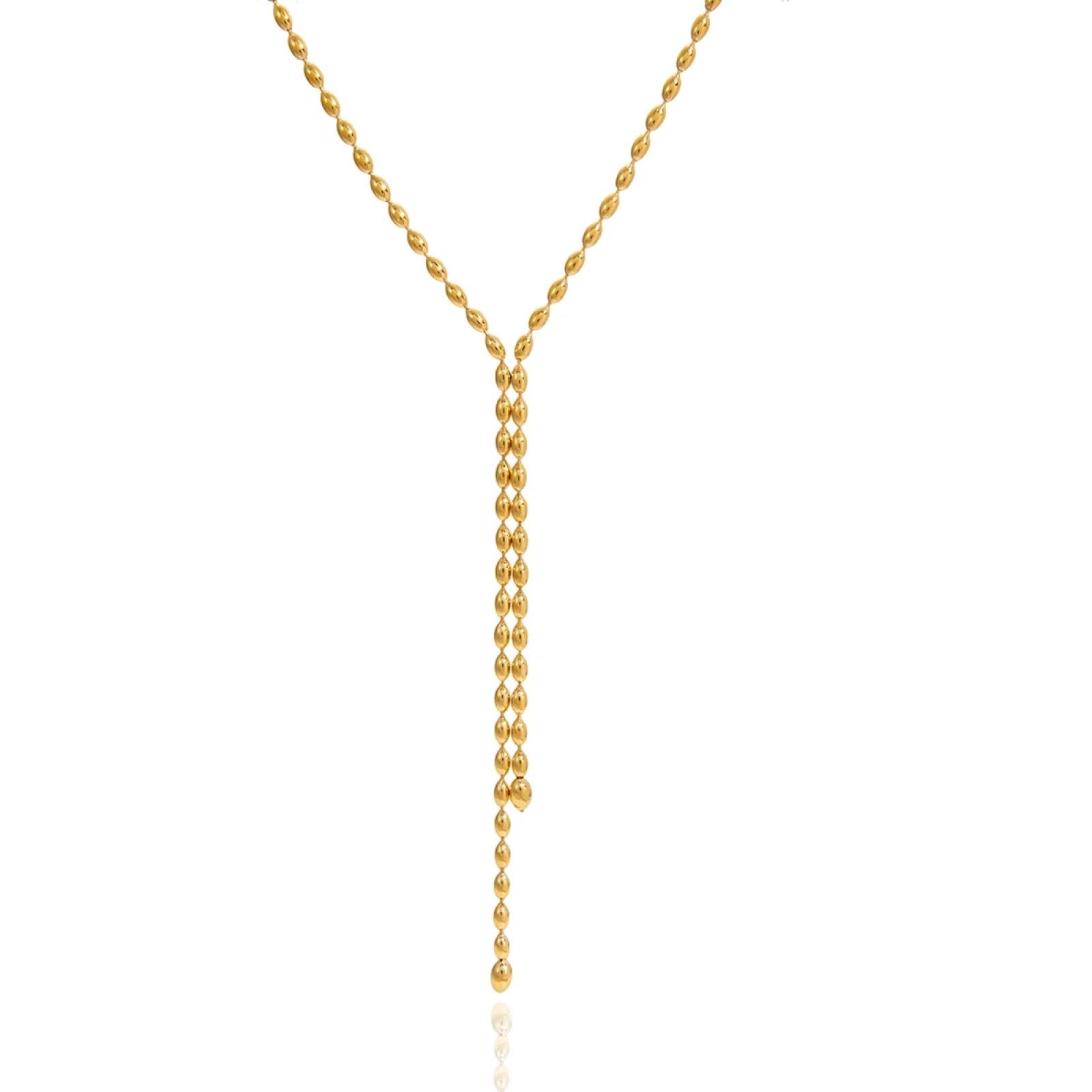 Collier de frange en perles à la mode chaîne en forme de Y plaquée