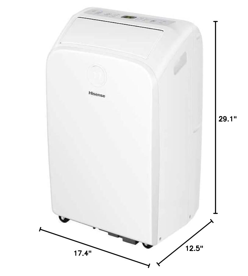 Hisense-Portable-Air-Conditioner-White-Ventilation-WIFI-8000-BTU-9000-BTU-Heating-115-Volts-Timer-4-Comfort-Modes-Remote-Control-Double-Hose-Reconditioned