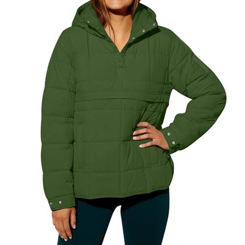 Chaqueta acolchada corta de invierno de color sólido casual Top1, verde, L
