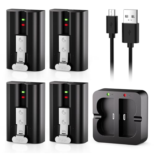 4-Pack Replacement Battery for Ring Doorbell - 7200mAh Rechargeable Camera Batteries with Charger Station for Ring Video Doorbell 2/3/3 Plus/4 Spotlight Cam Stick Up Cam and Peephole Cam Indoor