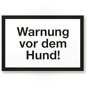 Komma Security Warnung vor dem Hund Kunststoff Schild – 30 x 20 cm Hinweisschild wetterfest Hundeschild Gartentor Einfahrtstor die Haustür Türschild Abschreckung Warnschild Einbruchschutz