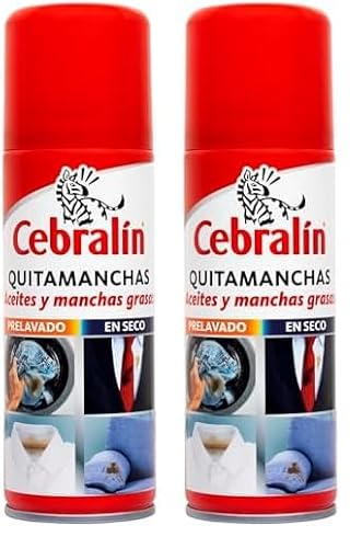 Cebralin - Quitamanchas en Spray, Elimina Manchas de Aceite y Grasas en Textiles, Uso en Seco y Prelavado - 200 ml (Paquete de 2)