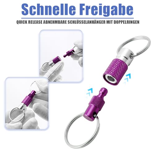 Mesee 5 Stück Schnellverschluss Schlüsselbund, Schnellverschluss Schlüsselanhänger, Schlüsselbund Mit Doppel Schlüsselring, Abnehmbare Schlüsselanhänger Mit Schnellverschluss für bequemes Zubehör