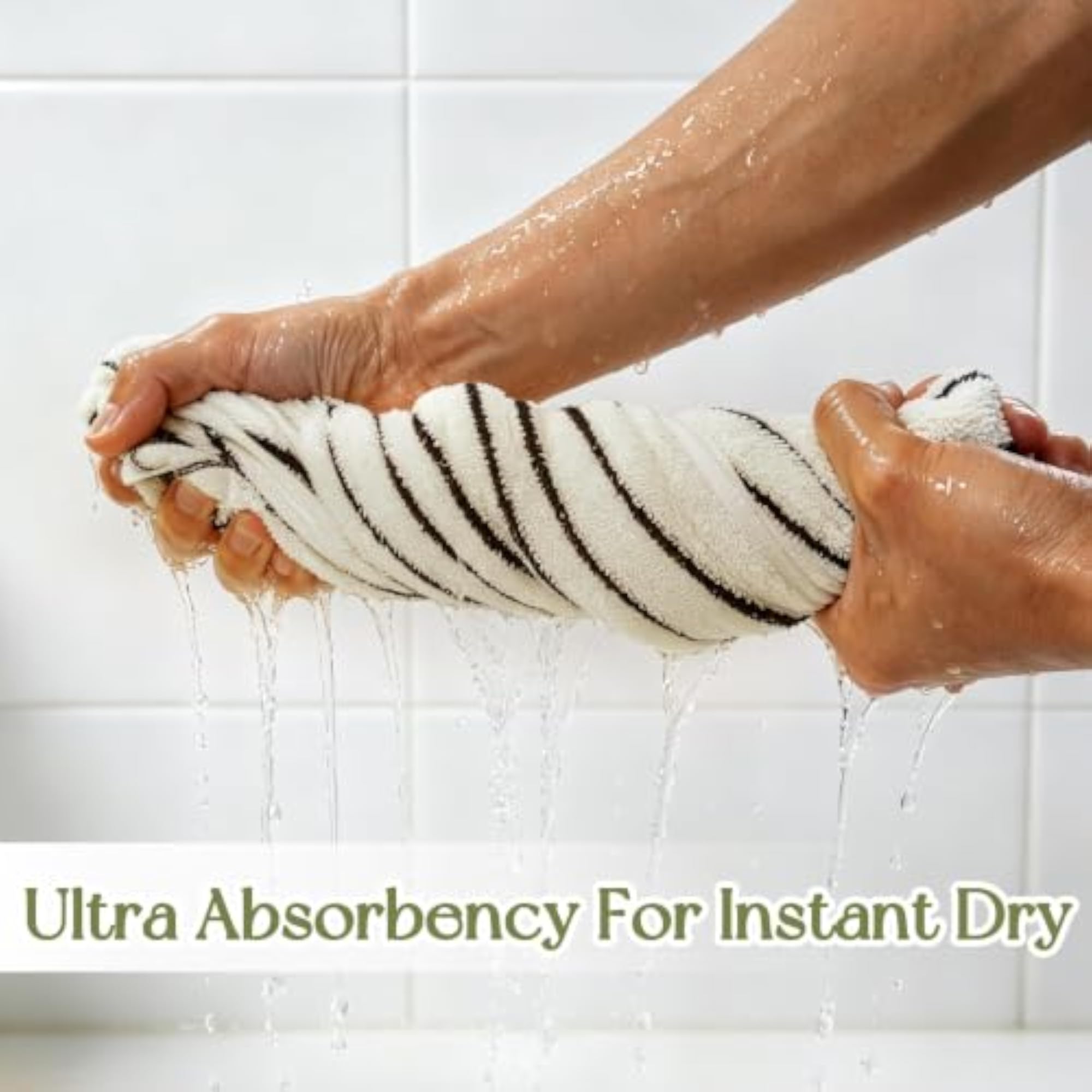 Striped Hand Towels for Bathroom, Black and White