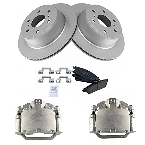 Image of TRQ Rear Ceramic Pads G-Coated Rotors & Calipers Kit | For GM Truck