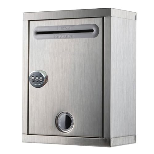 Cassetta Lettere da Parete per Esterni, Cassetta Postale di Sicurezza con Blocco Password, Cassetta Della Posta in Acciaio Inossidabile, Doppie Finestre, Grande Capacità, Facile da Installare(X-Small)