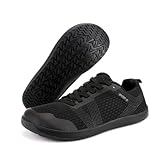 KVOTUU Barefoot Minimalist Shoes Womens Mens Breathable Trail Running Walking Shoes Lightweight Comfortable Wide Width Fashion Sneaker Zero Drop Barefoot Shoe Black