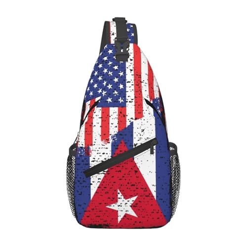 American Cuba Flag Cuban Roots Crossbody Bag Cross Chest Bag Adjustable Sling Backpack Sports Gym Shoulder Bags Travel Cycling Daypack Diagonally Casual Rucksack