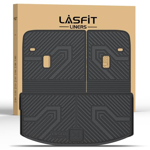 Image of LASFIT Cargo Mat for Mazda CX90 / CX90 PHEV 2024-2026 3rd Row 60 /40 | 100% TPE All Weather Custom Fit Trunk Liner Waterproof Cargo Tray Automotive Accessories