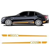 LINGYUE Car Side Stickers for Mercedes Benz C Class W205 C63 C180 C200 C300 C350 C43 Coupe,Car Side Skirt Stripes Sticker Vinyl Trims Decal Decor Accessories,Blue